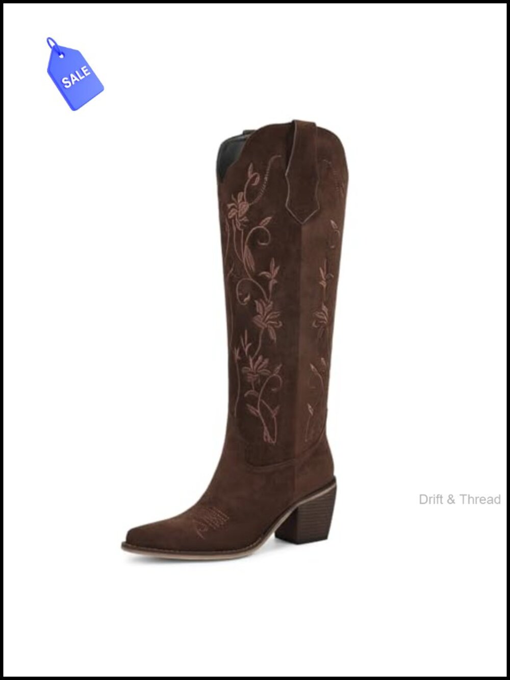Cowboy Boots Knee High Embroidered Pointed Toe Western Boot